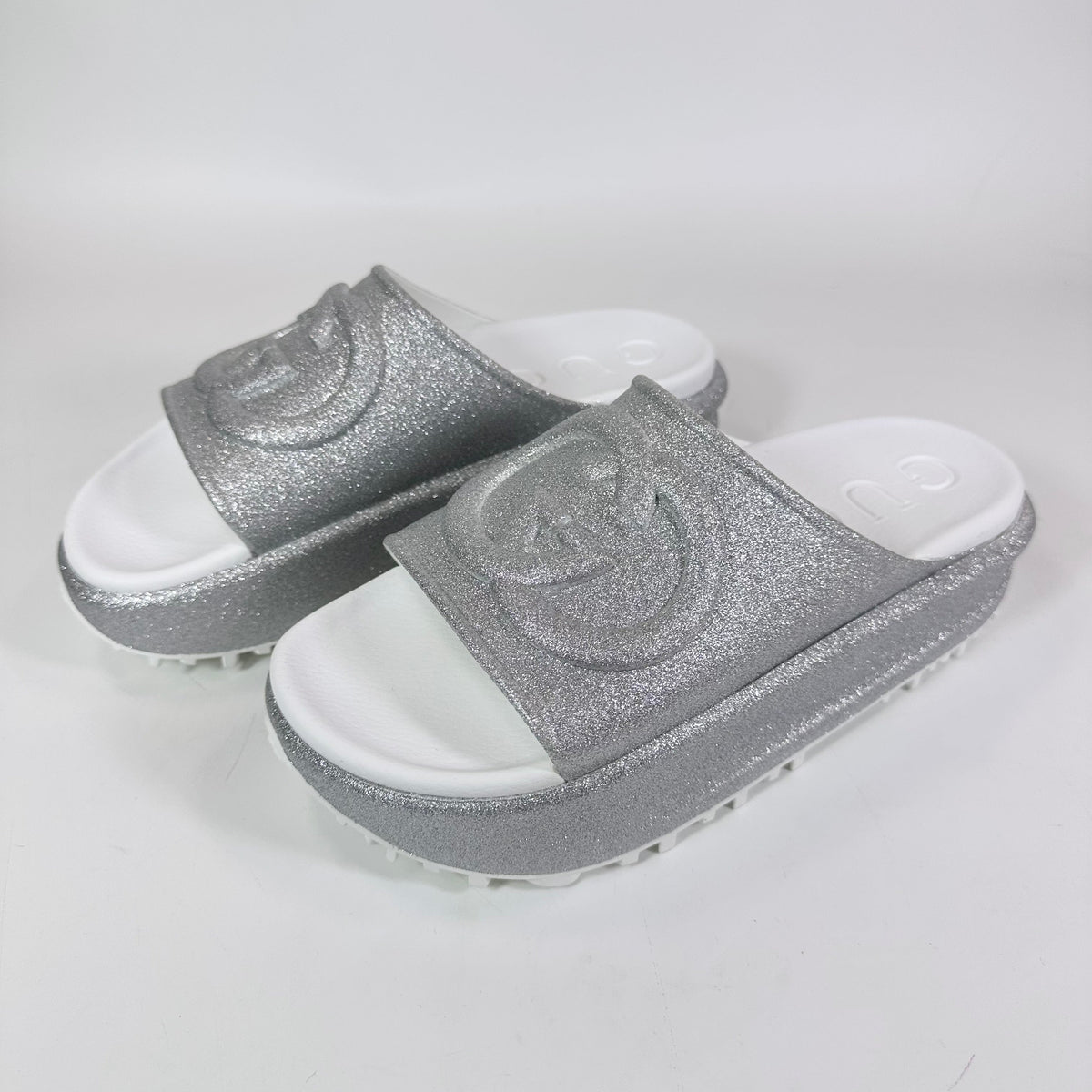 Gucci Interlocking G Platform Glitter Slide Sandal - Women’s 10