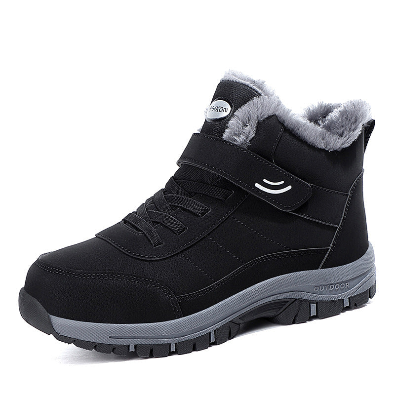 Winter Plus-Size Casual Cotton Shoes, Fleece-Lined Warm Outdoor Hiking Shoes, Waterproof and Non-Slip Men's Snow Boots