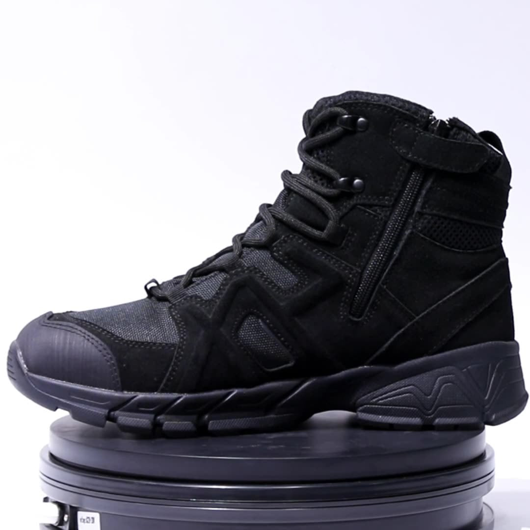 Men's Outdoor Hiking and Trekking "Tiger-Wolf" Tactical Boots—Large Sizes, Mid-Cut Combat Boots, Non-Slip Training Shoes