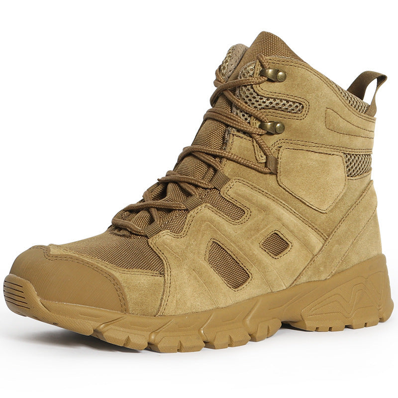 Men's Outdoor Hiking and Trekking "Tiger-Wolf" Tactical Boots—Large Sizes, Mid-Cut Combat Boots, Non-Slip Training Shoes