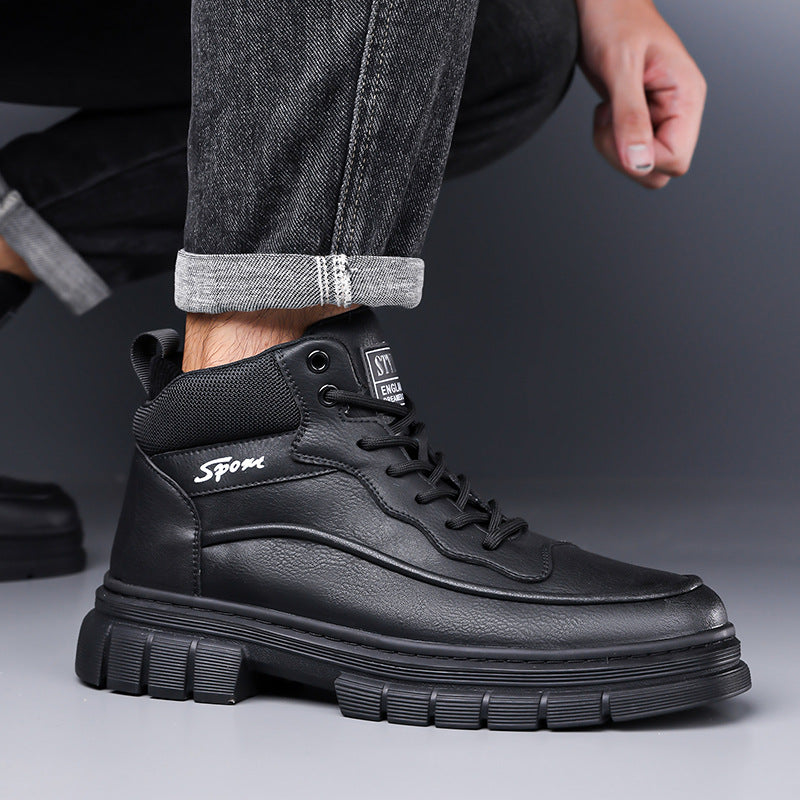 Men's High-Top Cotton Shoes 2026: New Winter Collection—Men's Outdoor Fleece-Lined, Warm Dr. Martens-Style Boots, Trendy, Non-Slip Work Boots