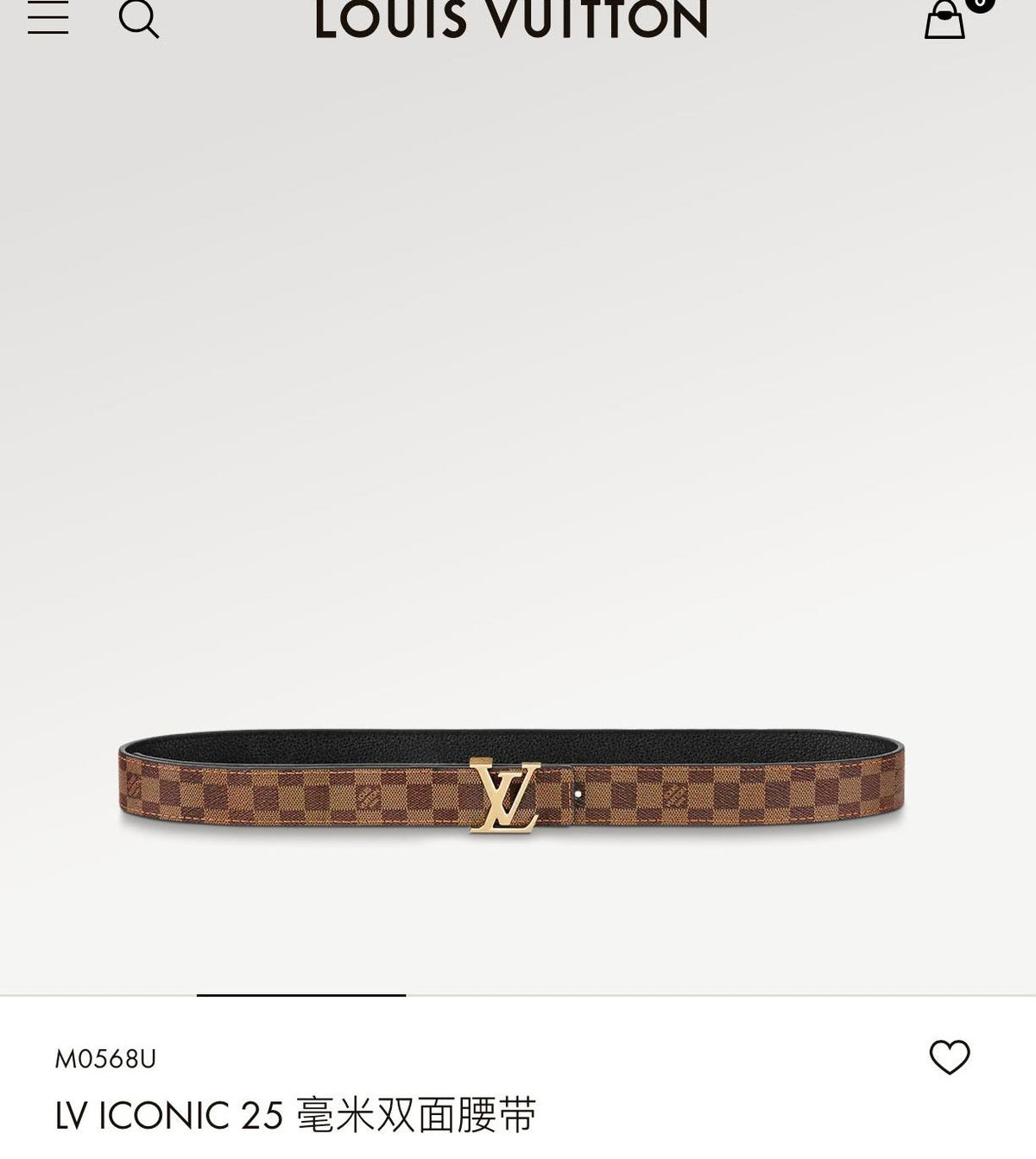 LOUIS VUITTON LV ICONIC 25 MM IN BROWN DAMIER CALFSKIN GOLD HARDWARE
